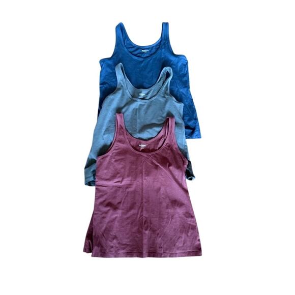 Old Navy Ribbed Tank Top 3-Pack – Size L (Blue, Gray, Burgundy) - Picture 2 of 5